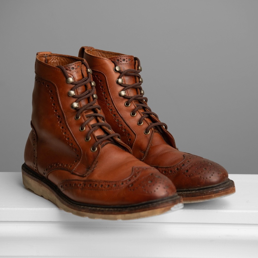 Allen Edmonds Dalton Wingtip Brogue Boots Sz 10 Leather Heritage Derby Boot READ